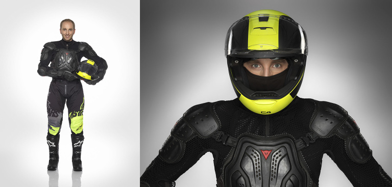 studyjne zdjecie motocyklisty