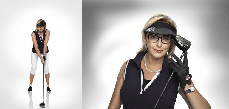fotografia studyjna kobiety w stroju golfowym